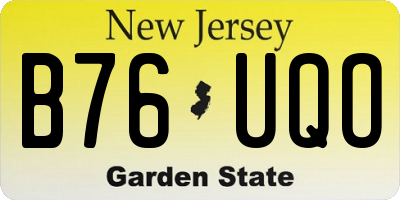 NJ license plate B76UQO