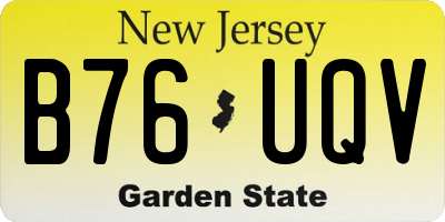 NJ license plate B76UQV