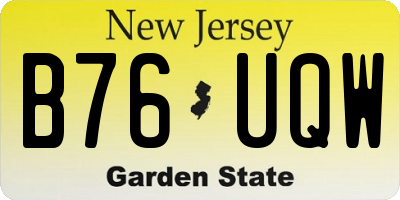 NJ license plate B76UQW