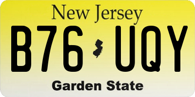 NJ license plate B76UQY