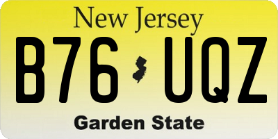 NJ license plate B76UQZ