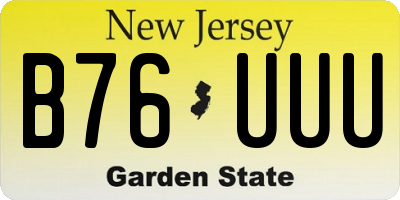 NJ license plate B76UUU