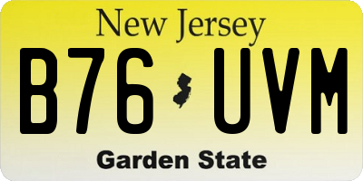 NJ license plate B76UVM