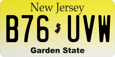 NJ license plate B76UVW
