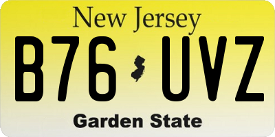 NJ license plate B76UVZ
