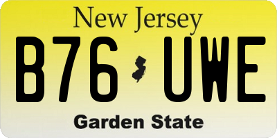 NJ license plate B76UWE