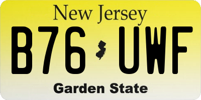 NJ license plate B76UWF