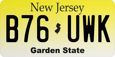 NJ license plate B76UWK
