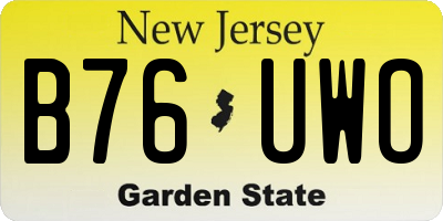 NJ license plate B76UWO