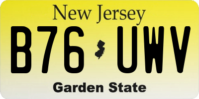 NJ license plate B76UWV