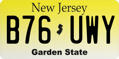 NJ license plate B76UWY