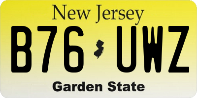 NJ license plate B76UWZ