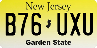 NJ license plate B76UXU