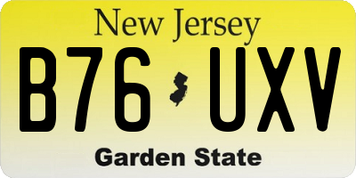 NJ license plate B76UXV