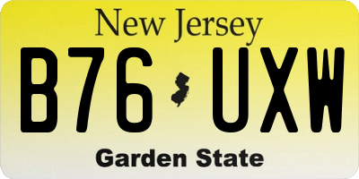NJ license plate B76UXW
