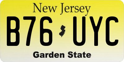 NJ license plate B76UYC