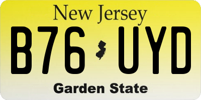 NJ license plate B76UYD
