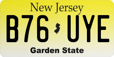 NJ license plate B76UYE