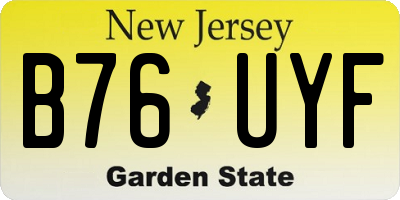 NJ license plate B76UYF