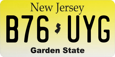 NJ license plate B76UYG