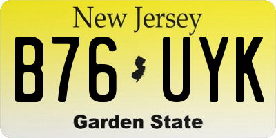 NJ license plate B76UYK