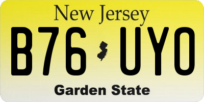 NJ license plate B76UYO