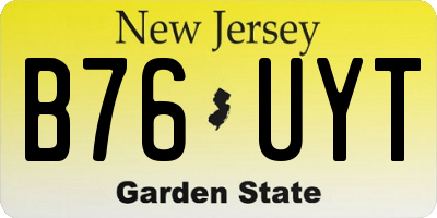 NJ license plate B76UYT