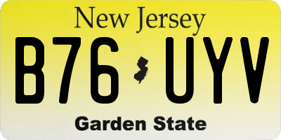 NJ license plate B76UYV