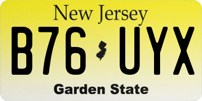 NJ license plate B76UYX