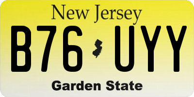 NJ license plate B76UYY