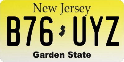NJ license plate B76UYZ