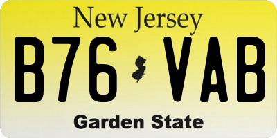 NJ license plate B76VAB