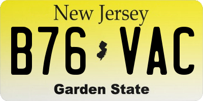 NJ license plate B76VAC