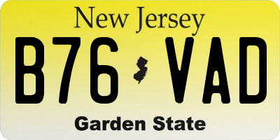 NJ license plate B76VAD