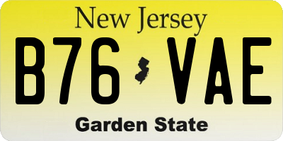 NJ license plate B76VAE
