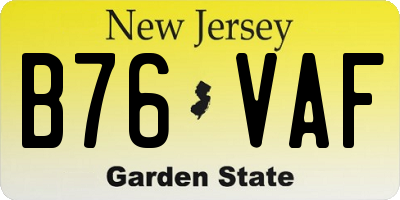 NJ license plate B76VAF