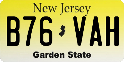 NJ license plate B76VAH