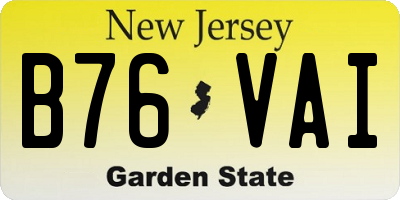 NJ license plate B76VAI
