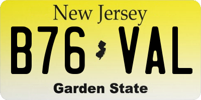 NJ license plate B76VAL