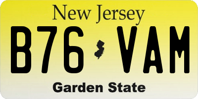 NJ license plate B76VAM