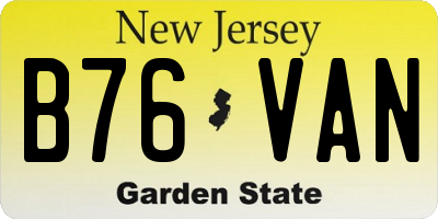 NJ license plate B76VAN