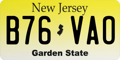 NJ license plate B76VAO