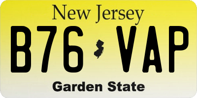 NJ license plate B76VAP