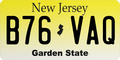 NJ license plate B76VAQ