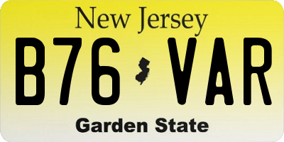NJ license plate B76VAR