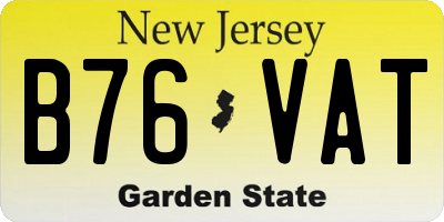 NJ license plate B76VAT