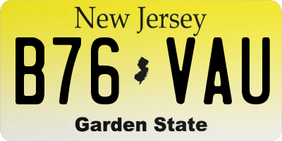 NJ license plate B76VAU