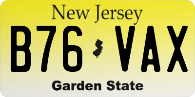 NJ license plate B76VAX