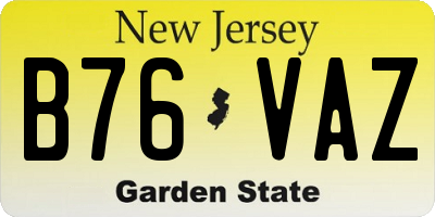 NJ license plate B76VAZ