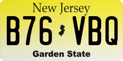 NJ license plate B76VBQ